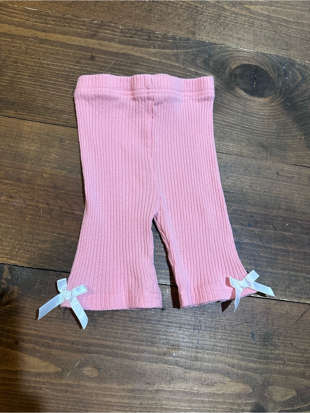 Nicole Miller Pink Ribbed Baby/Girls Shorts with Bow Accents